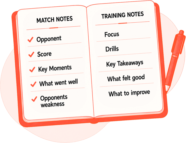 Open notebook for logging match and training notes